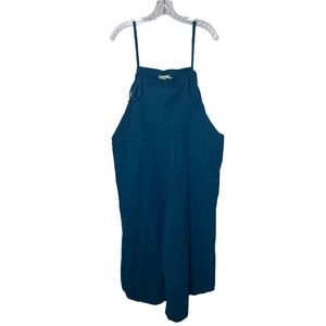 Earthbound Trading Co Teal Blue‎ 100% Cotton Wide Leg Overalls Jumpsuit XL Nepal